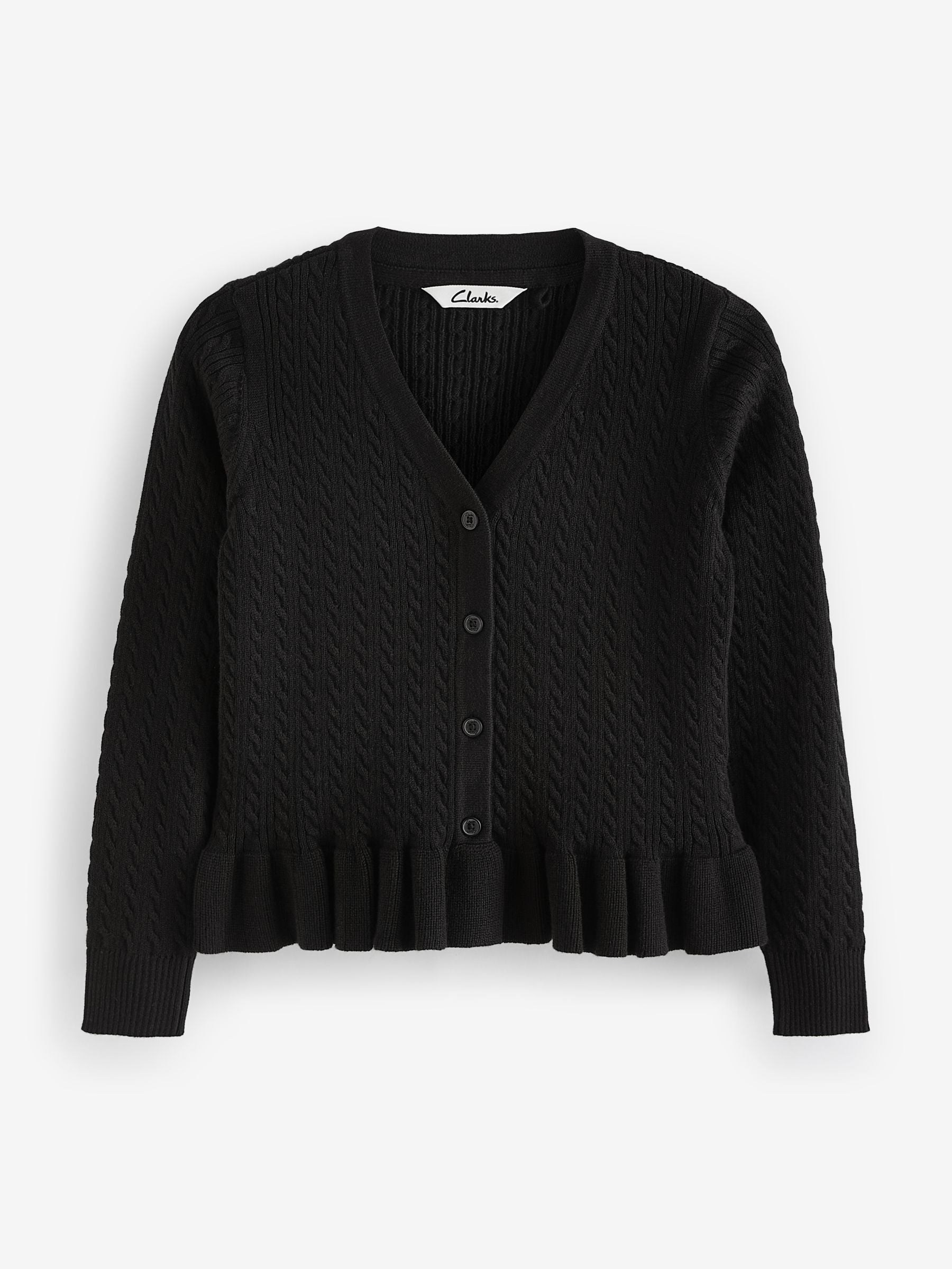 Dsiney Kidz - Clarks Black Cable Knit Frill School Cardigan image 3