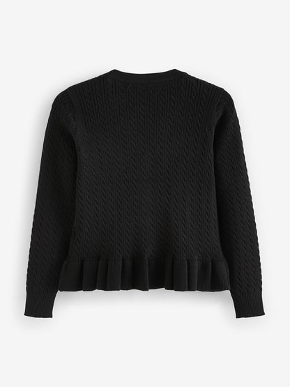 Dsiney Kidz - Clarks Black Cable Knit Frill School Cardigan image 4