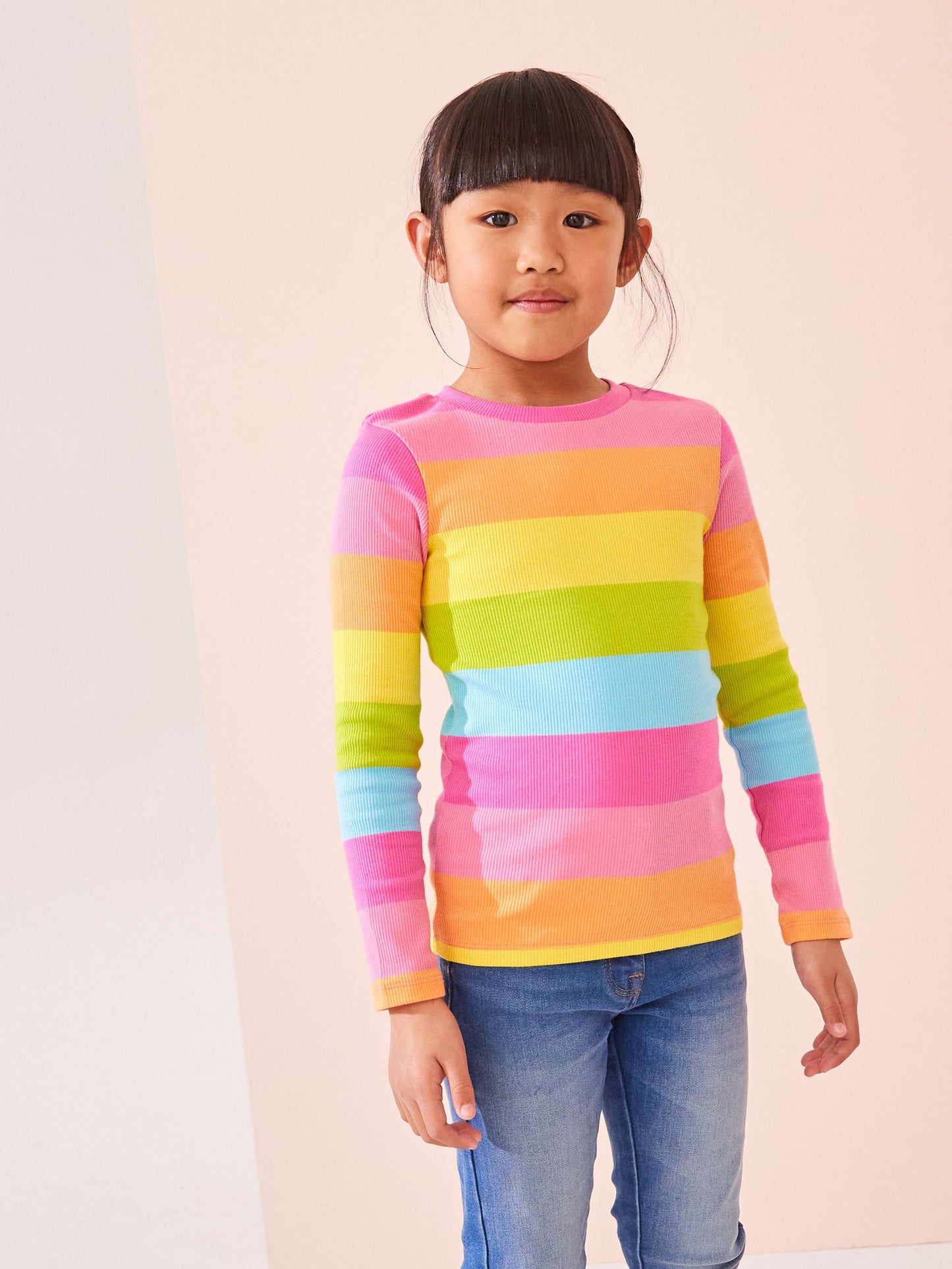 Dsiney Kidz - Multi Stripe Long Sleeve Ribbed Top (3-16yrs) image 1