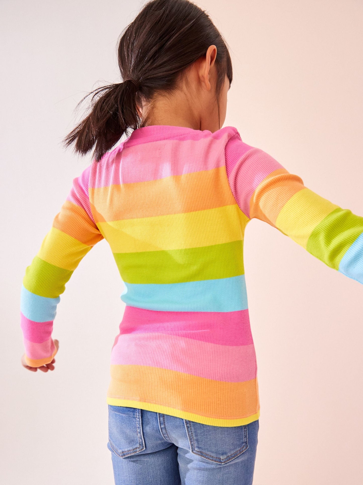 Dsiney Kidz - Multi Stripe Long Sleeve Ribbed Top (3-16yrs) image 2