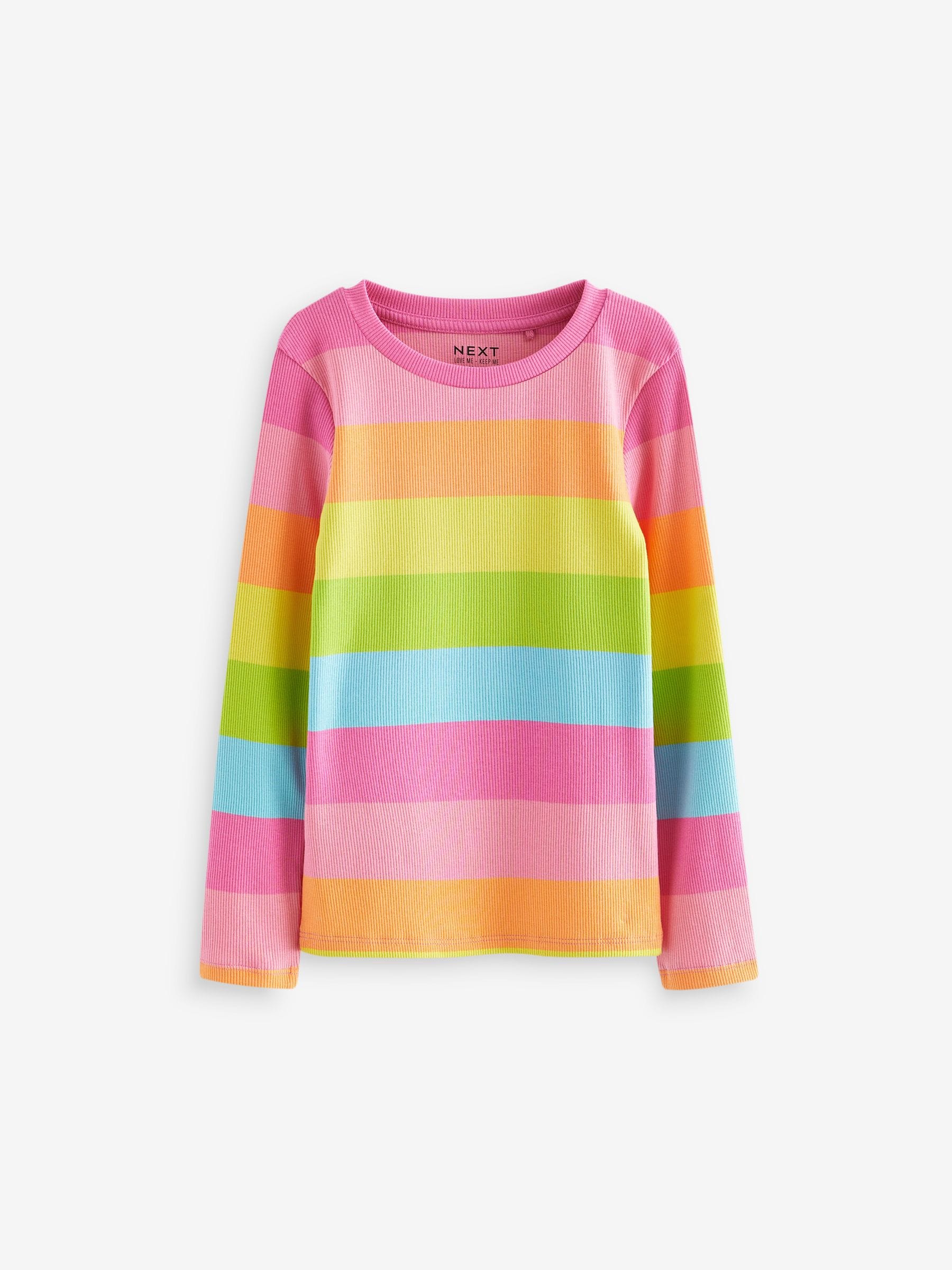 Dsiney Kidz - Multi Stripe Long Sleeve Ribbed Top (3-16yrs) image 4