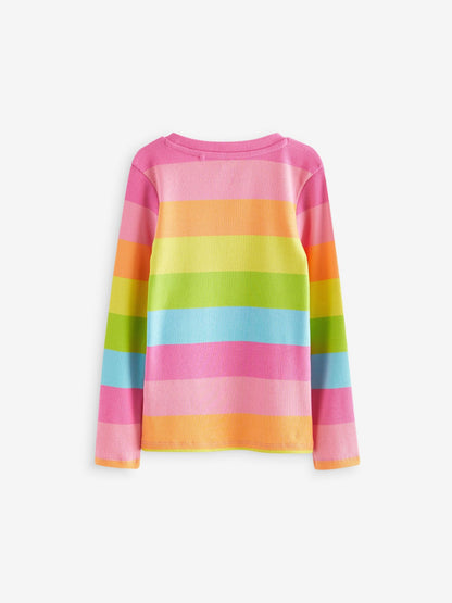 Dsiney Kidz - Multi Stripe Long Sleeve Ribbed Top (3-16yrs) image 5