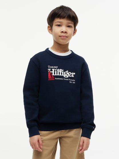 Dsiney Kidz - Tommy Hilfiger Blue Logo Interlock Pique Sweatshirt image 1