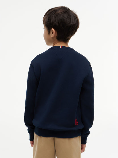 Dsiney Kidz - Tommy Hilfiger Blue Logo Interlock Pique Sweatshirt image 2