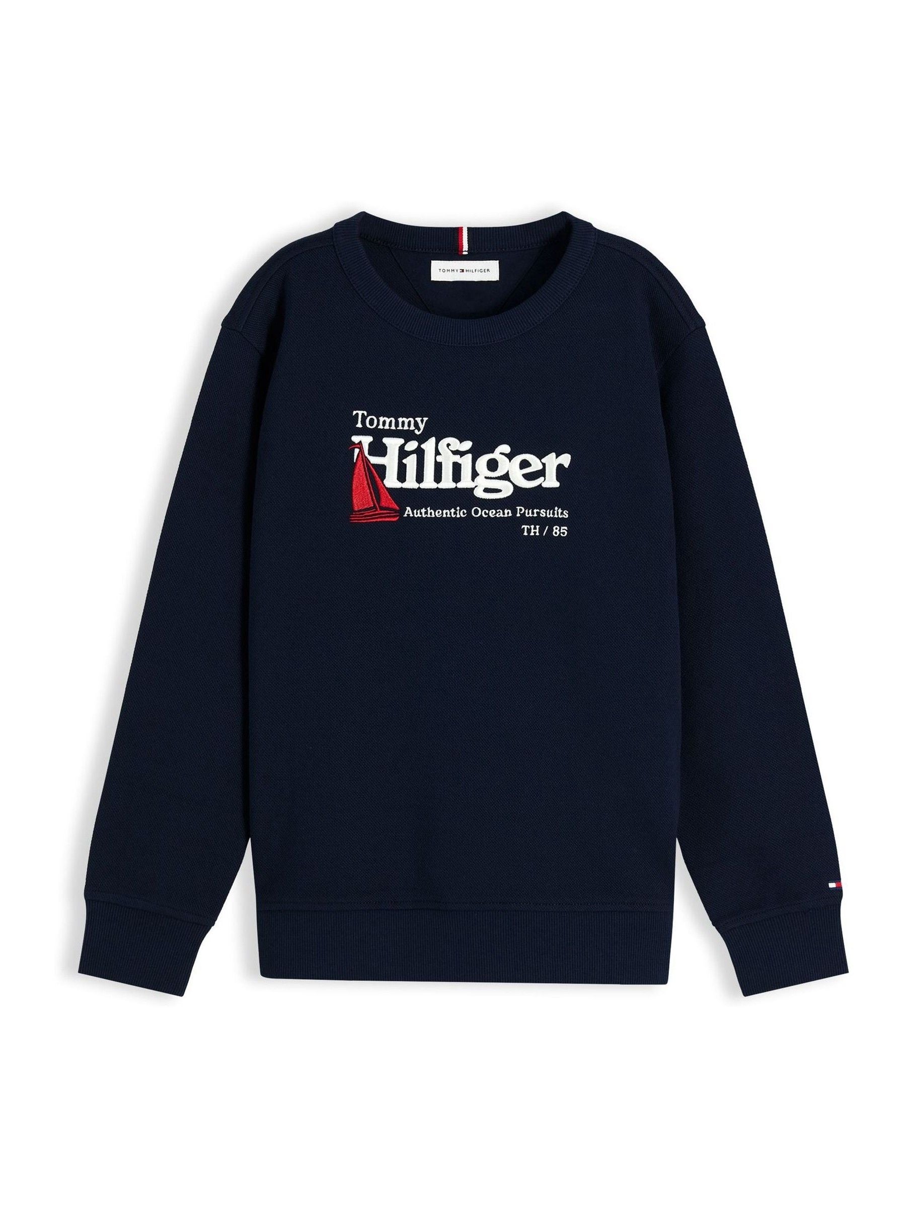 Dsiney Kidz - Tommy Hilfiger Blue Logo Interlock Pique Sweatshirt image 5