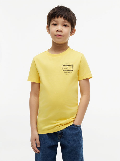 Tommy Hilfiger Yellow Outline Flag Logo Jersey T-Shirt image 1