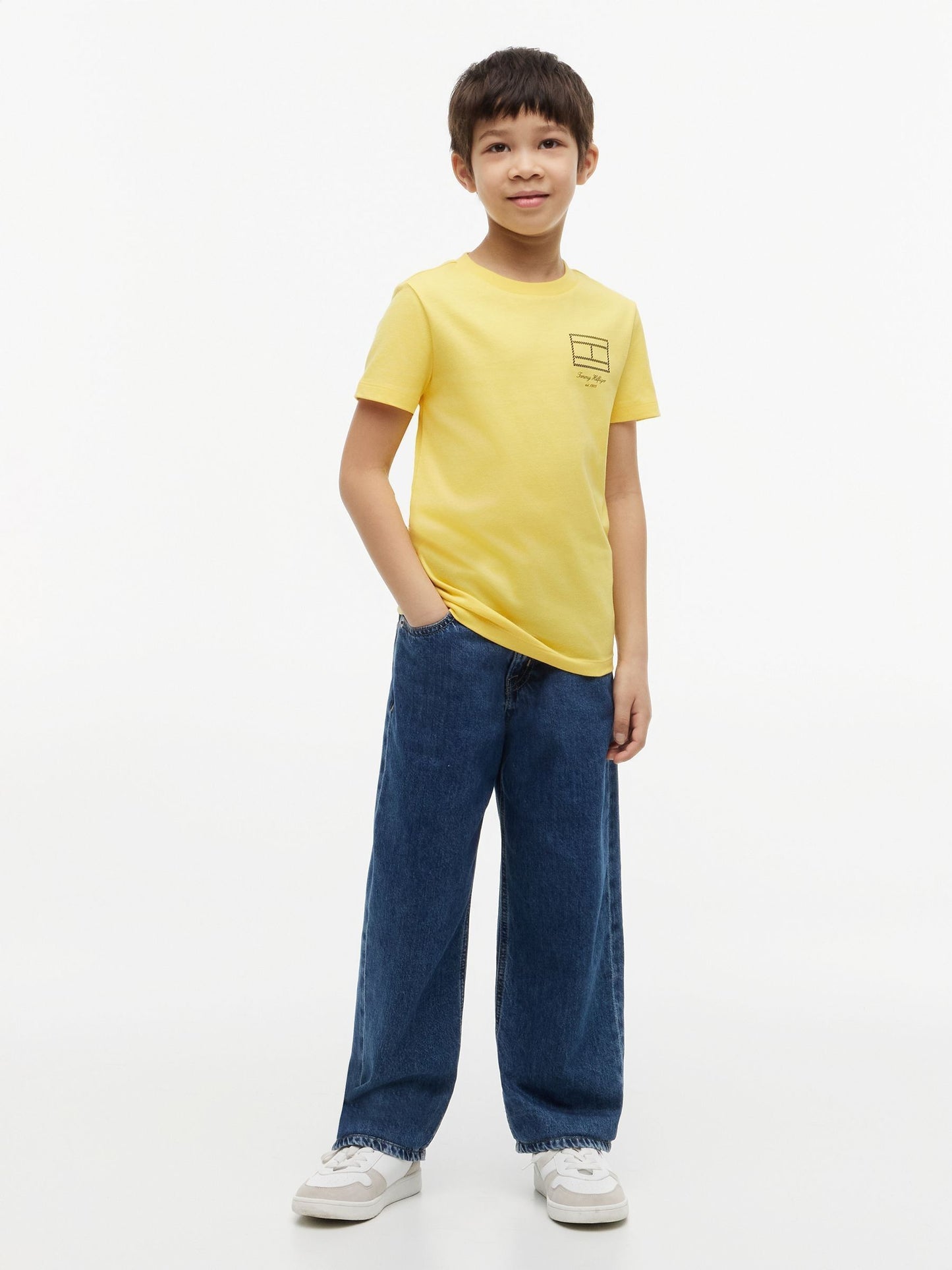 Tommy Hilfiger Yellow Outline Flag Logo Jersey T-Shirt image 3