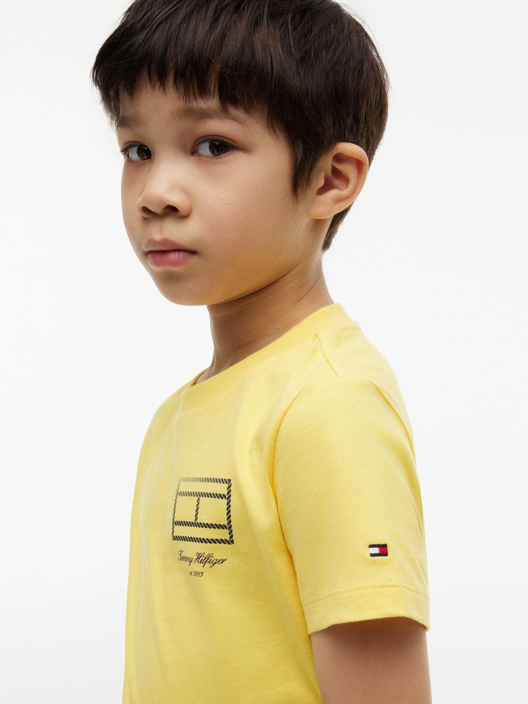 Tommy Hilfiger Yellow Outline Flag Logo Jersey T-Shirt image 4