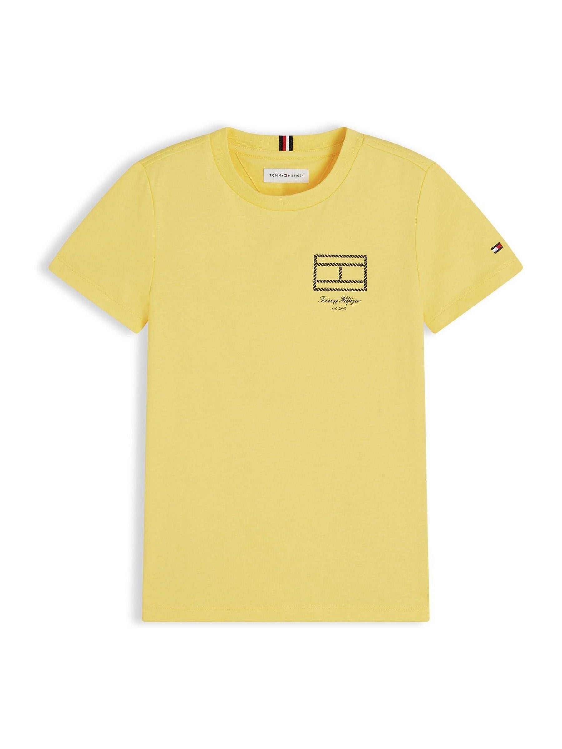 Tommy Hilfiger Yellow Outline Flag Logo Jersey T-Shirt image 5