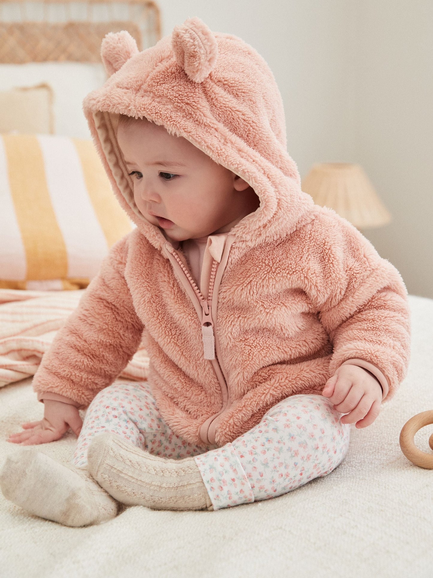 Pink Fleece Baby Hooded Jacket (0mths-2yrs)