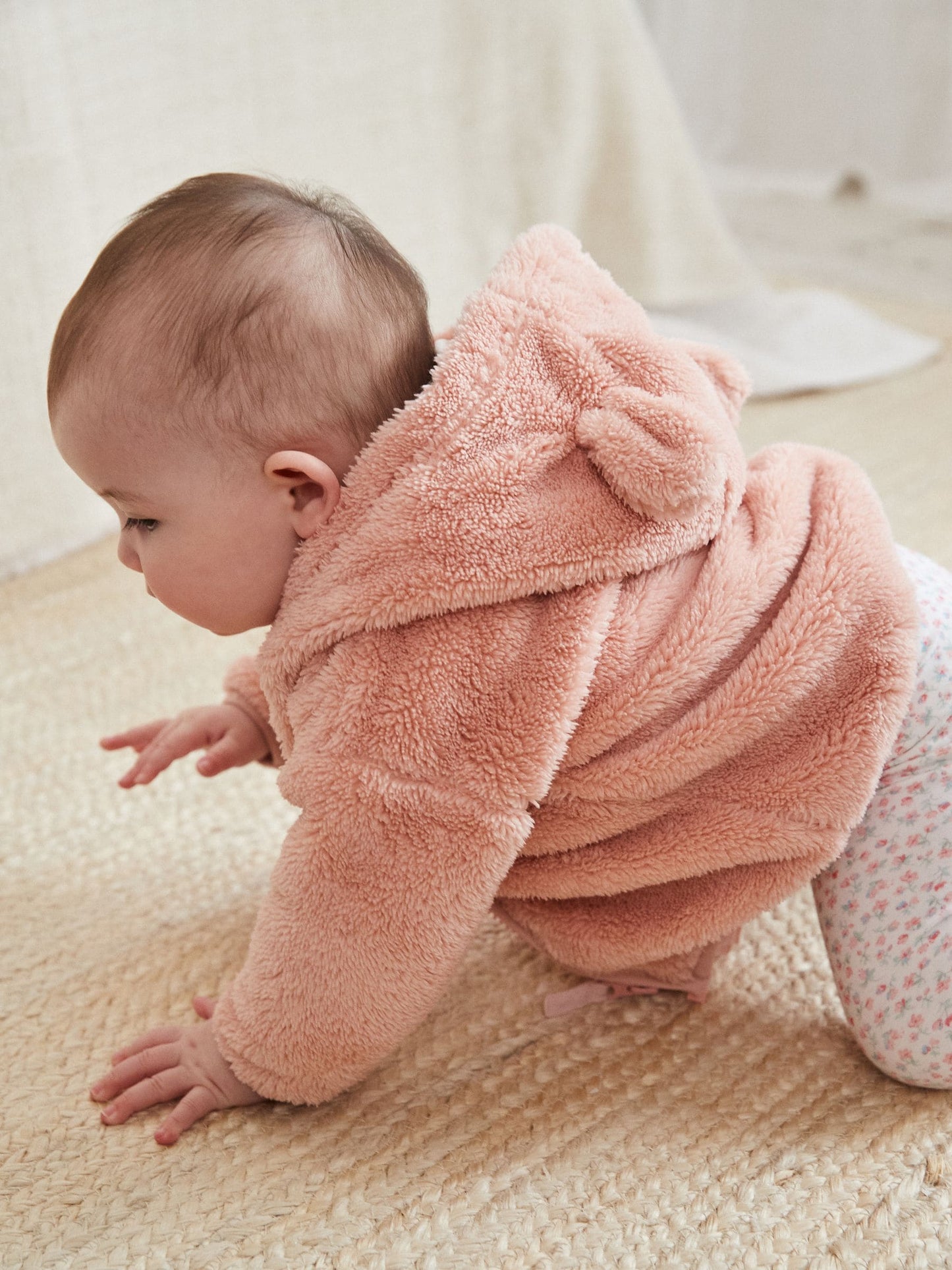 Pink Fleece Baby Hooded Jacket (0mths-2yrs)