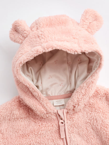 Pink Fleece Baby Hooded Jacket (0mths-2yrs)