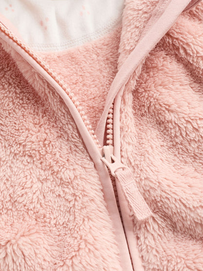Pink Fleece Baby Hooded Jacket (0mths-2yrs)