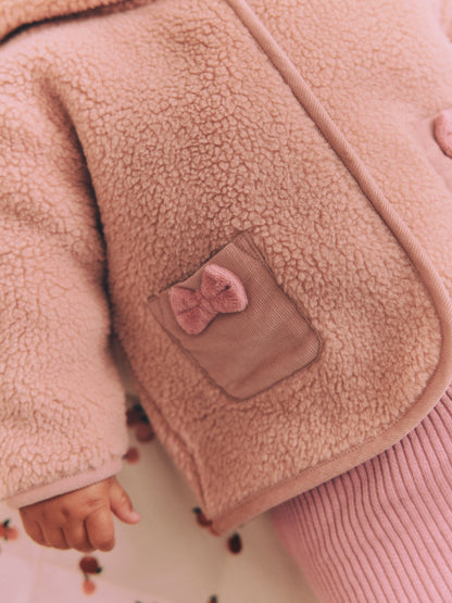 Pink Baby Borg Fleece Jacket (0mths-2yrs)