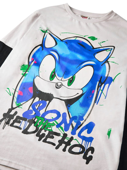 Dsiney Kidz - Vanilla Underground Boys Grey Character Long Sleeved Sonic The Hedgehog 100% Cotton T-Shirt image 2