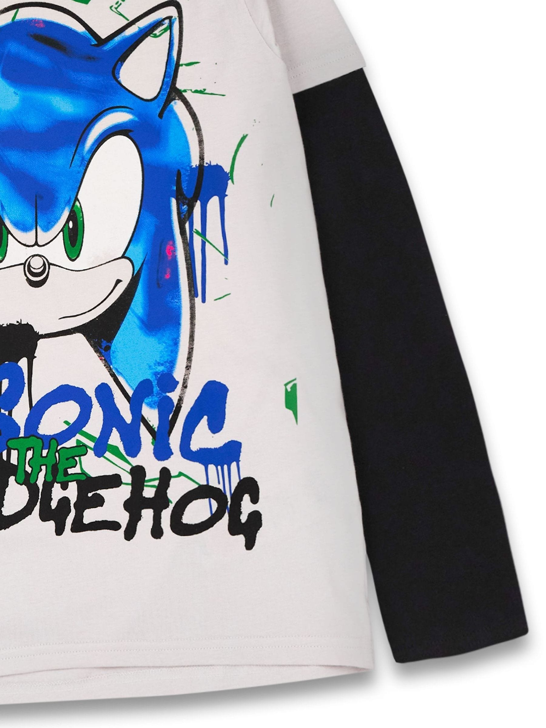 Dsiney Kidz - Vanilla Underground Boys Grey Character Long Sleeved Sonic The Hedgehog 100% Cotton T-Shirt image 4