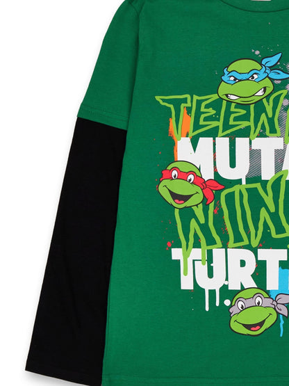 Dsiney Kidz - Vanilla Underground Green Boys Teenage Mutant Ninja Turtles Long Sleeve 100% Cotton T-Shirt image 5