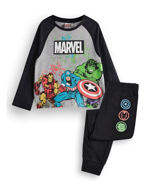 Vanilla Underground Black Marvel Hulk Captain America Ironman Long Sleeve Long Leg Pyjamas Set image 1
