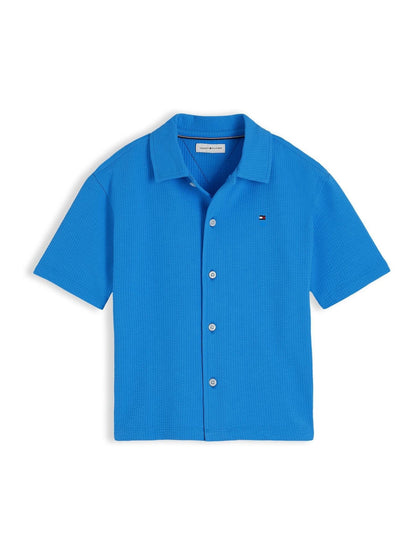 Dsiney Kidz - Tommy Hilfiger Blue Relaxed Fit Seersucker Short Sleeve Shirt image 5