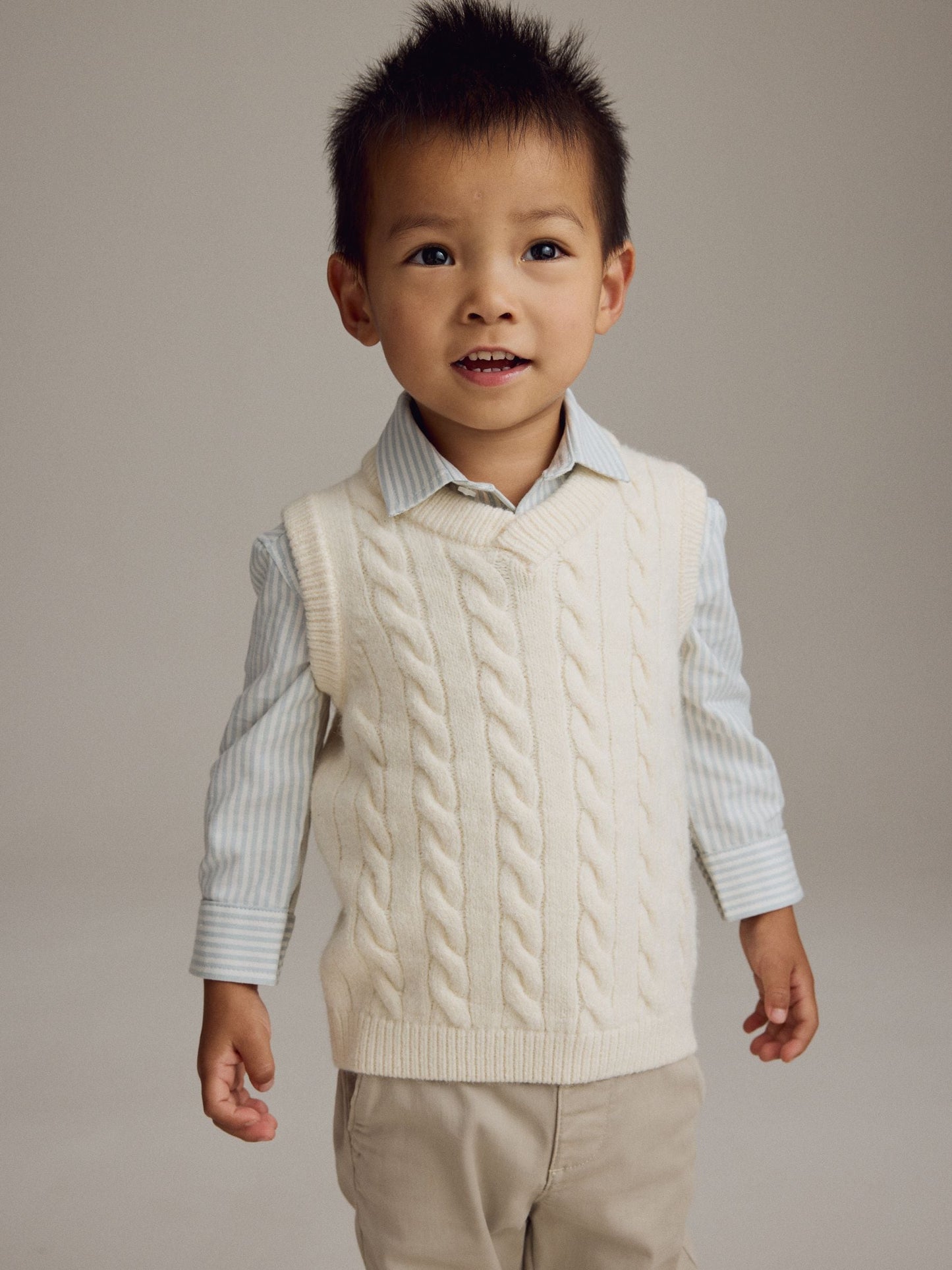 Ecru Cream Knitted Vest and Shirt Set (3mths-7yrs) image 2