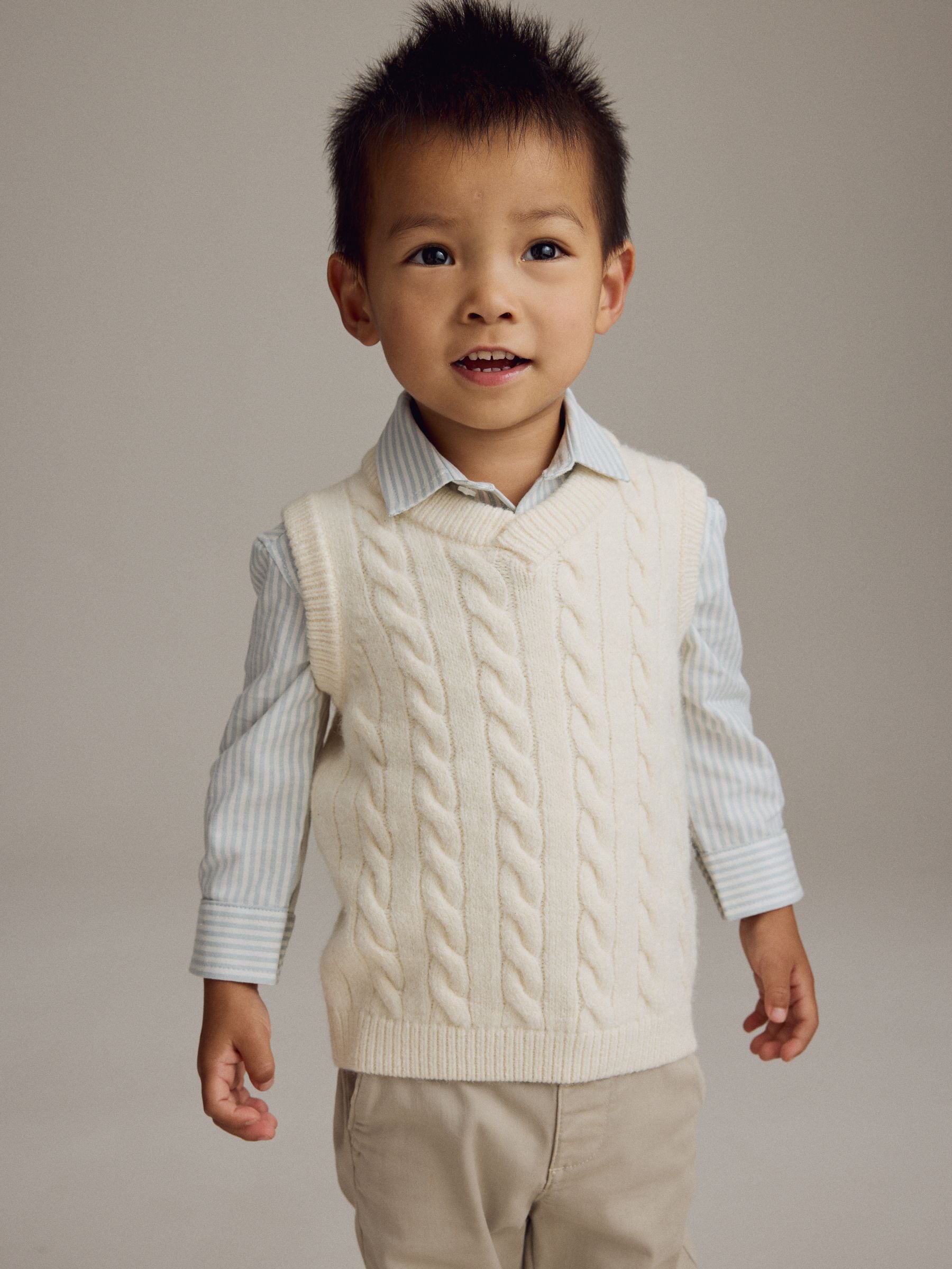 Ecru Cream Knitted Vest and Shirt Set (3mths-7yrs) image 2