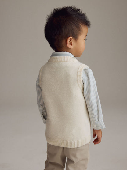 Ecru Cream Knitted Vest and Shirt Set (3mths-7yrs) image 3