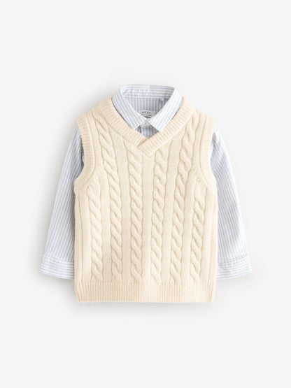 Ecru Cream Knitted Vest and Shirt Set (3mths-7yrs) image 5
