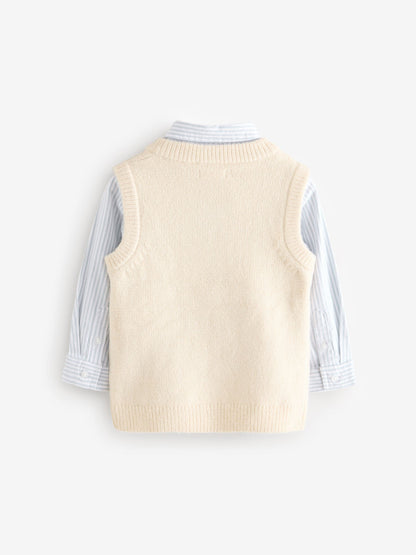 Ecru Cream Knitted Vest and Shirt Set (3mths-7yrs) image 7