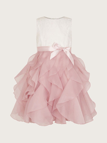 Monsoon Pink White Lace Cancan Ruffle Dress image 1