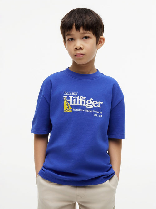 Tommy Hilfiger Blue Logo Embroidery Pique T-Shirt image 1