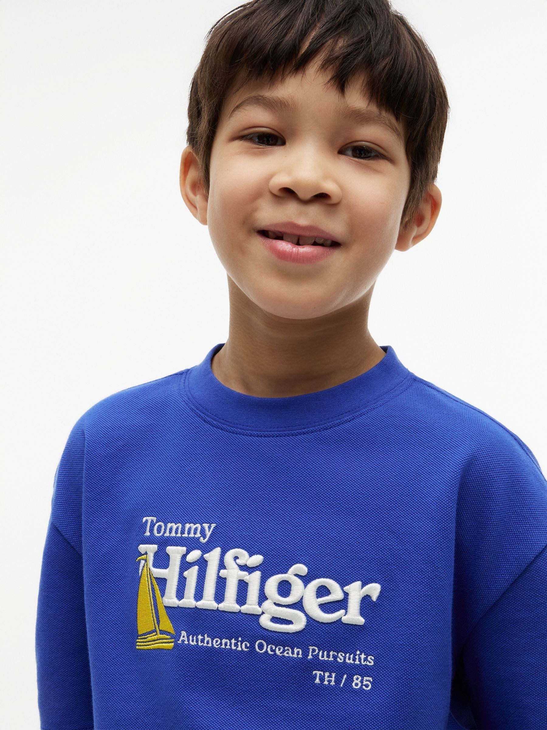 Tommy Hilfiger Blue Logo Embroidery Pique T-Shirt image 3