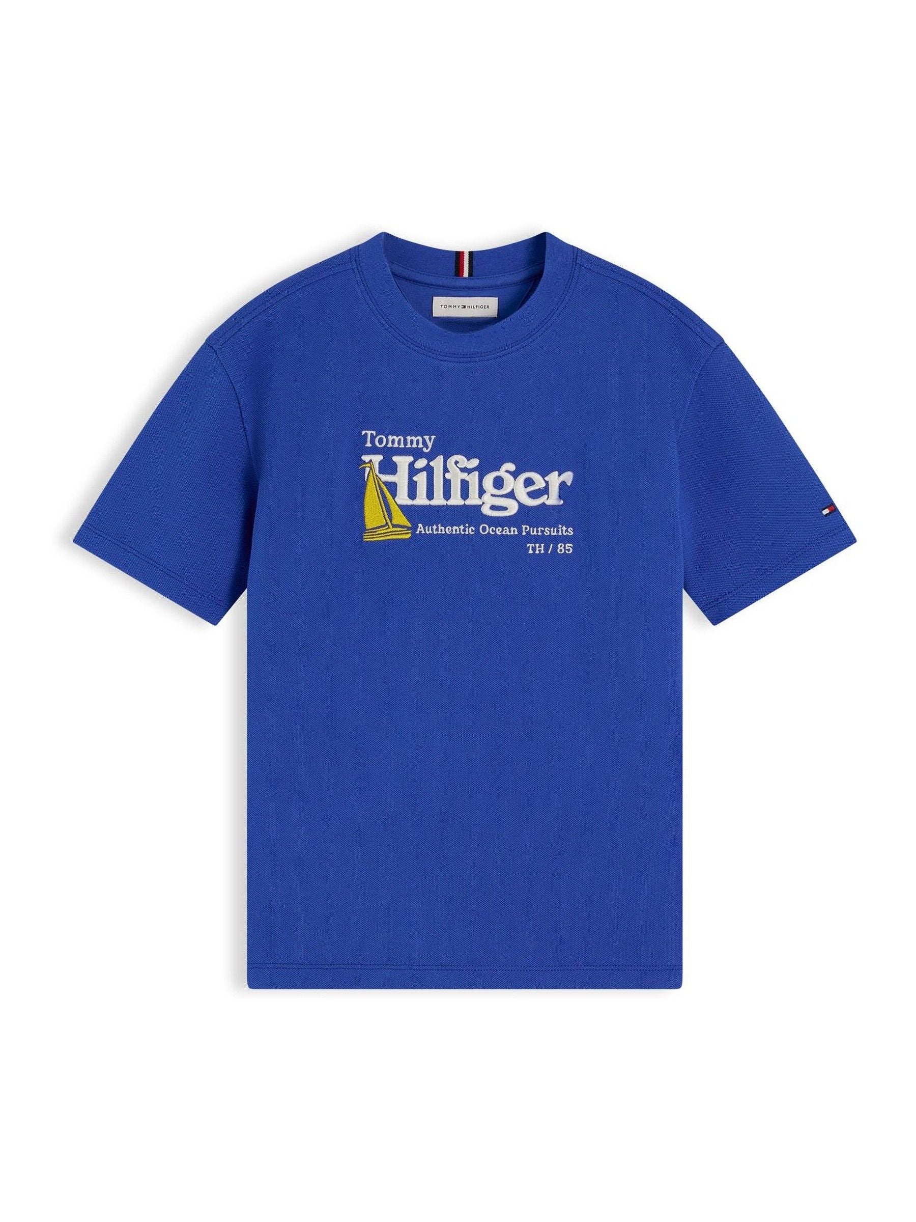 Tommy Hilfiger Blue Logo Embroidery Pique T-Shirt image 4