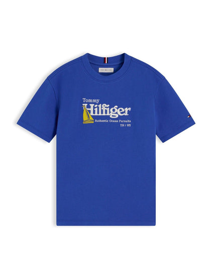 Tommy Hilfiger Blue Logo Embroidery Pique T-Shirt image 4
