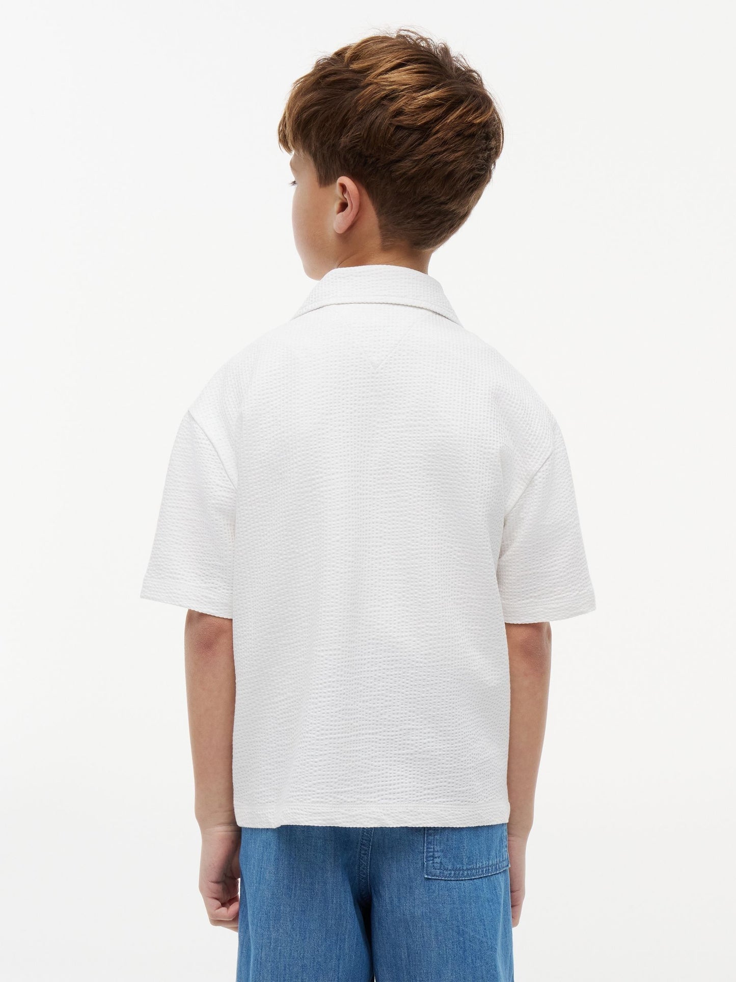 Dsiney Kidz - Tommy Hilfiger White Relaxed Fit Seersucker Short Sleeve Shirt image 2