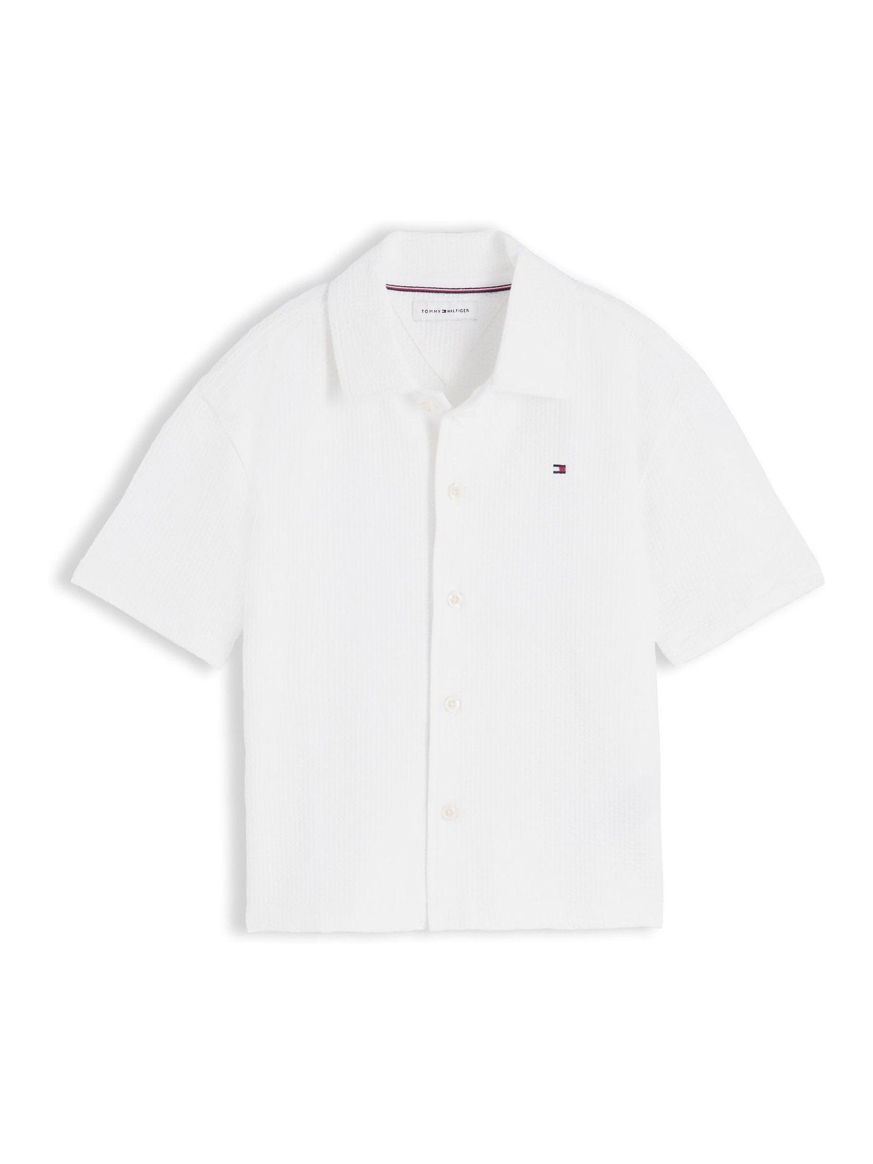 Dsiney Kidz - Tommy Hilfiger White Relaxed Fit Seersucker Short Sleeve Shirt image 5