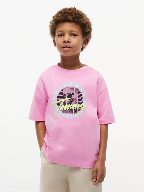 Tommy Hilfiger Pink Graphic Logo Jersey T-Shirt image 1
