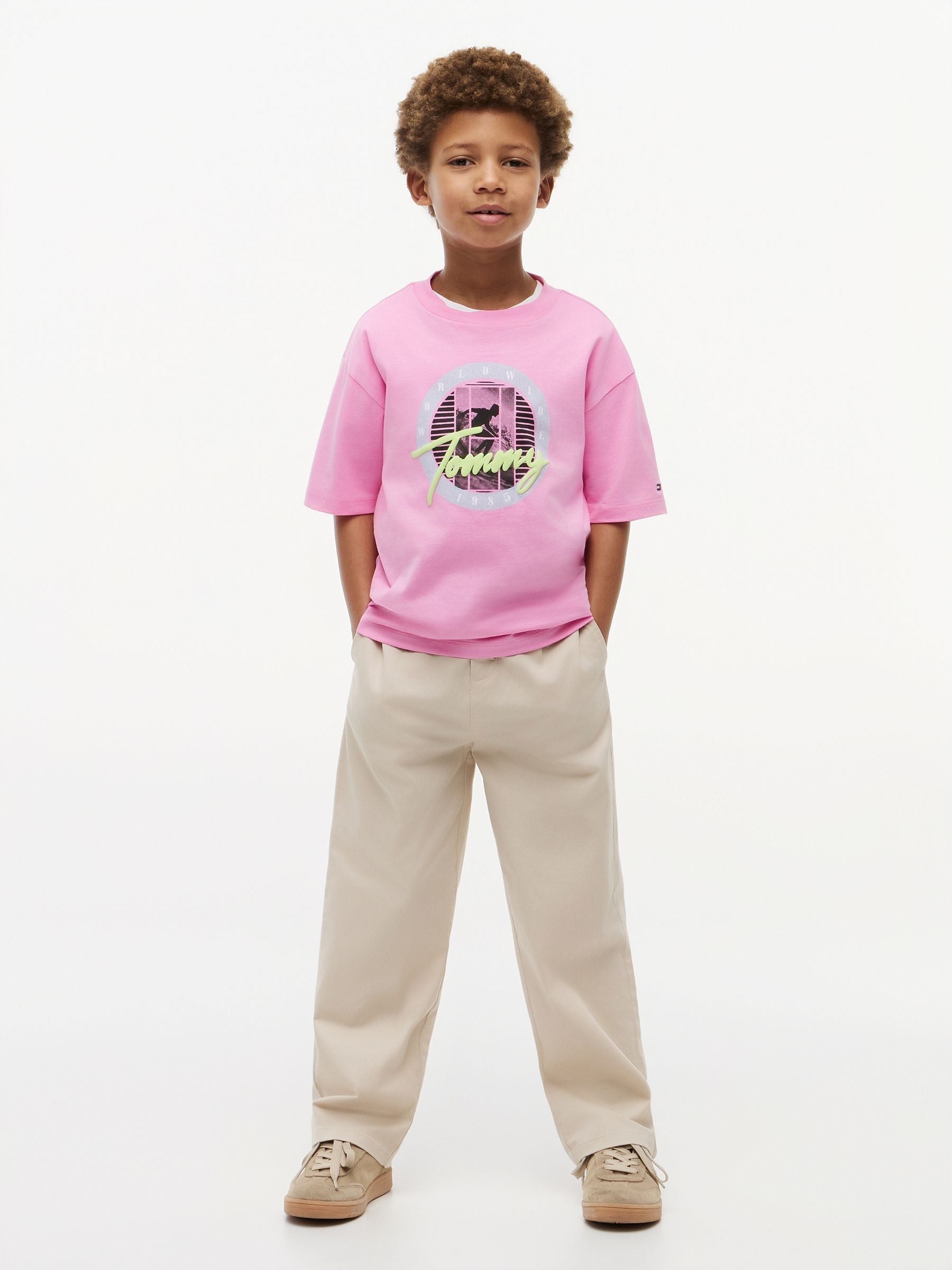 Tommy Hilfiger Pink Graphic Logo Jersey T-Shirt image 3