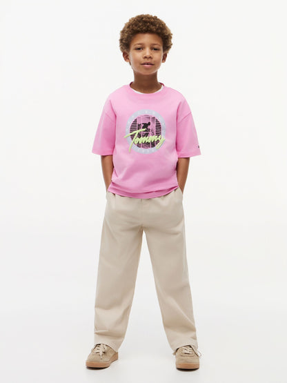 Tommy Hilfiger Pink Graphic Logo Jersey T-Shirt image 3