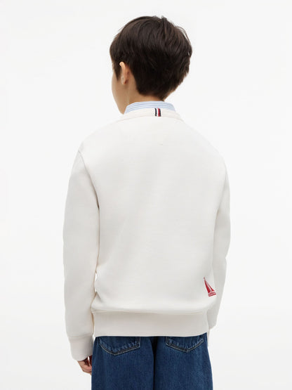 Dsiney Kidz - Tommy Hilfiger White Logo Interlock Pique Sweatshirt image 2