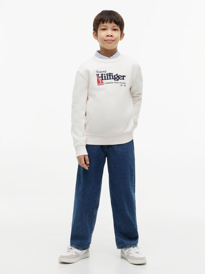 Dsiney Kidz - Tommy Hilfiger White Logo Interlock Pique Sweatshirt image 3