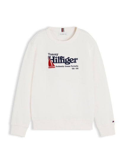 Dsiney Kidz - Tommy Hilfiger White Logo Interlock Pique Sweatshirt image 6