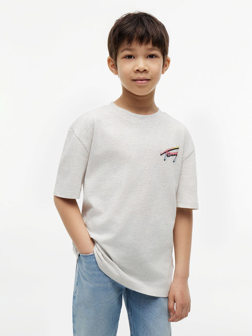 Tommy Hilfiger Grey Back Logo Graphic Textured T-Shirt image 1