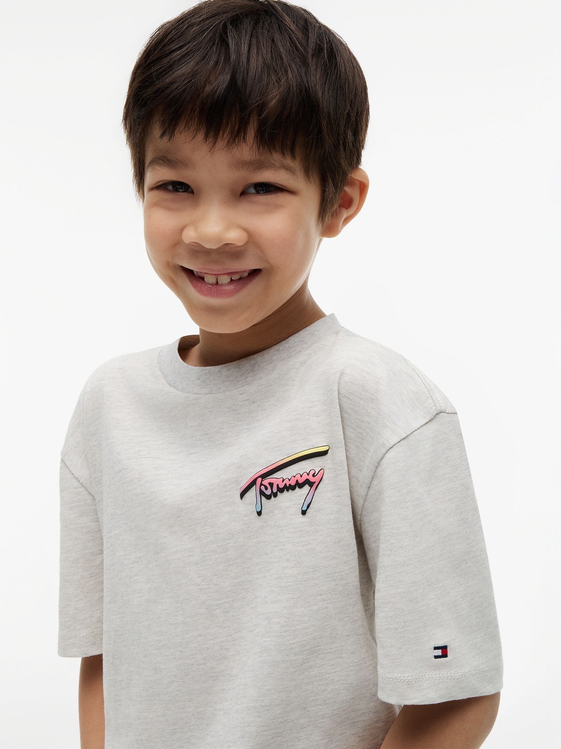 Tommy Hilfiger Grey Back Logo Graphic Textured T-Shirt image 5