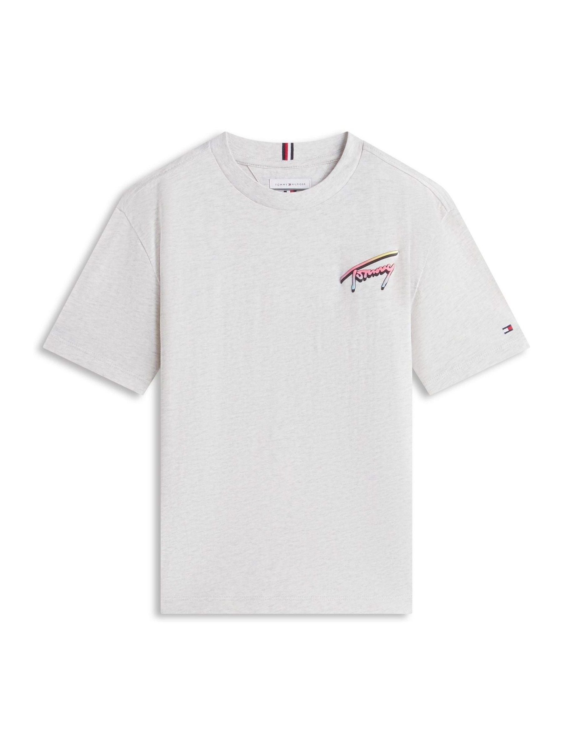 Tommy Hilfiger Grey Back Logo Graphic Textured T-Shirt image 6