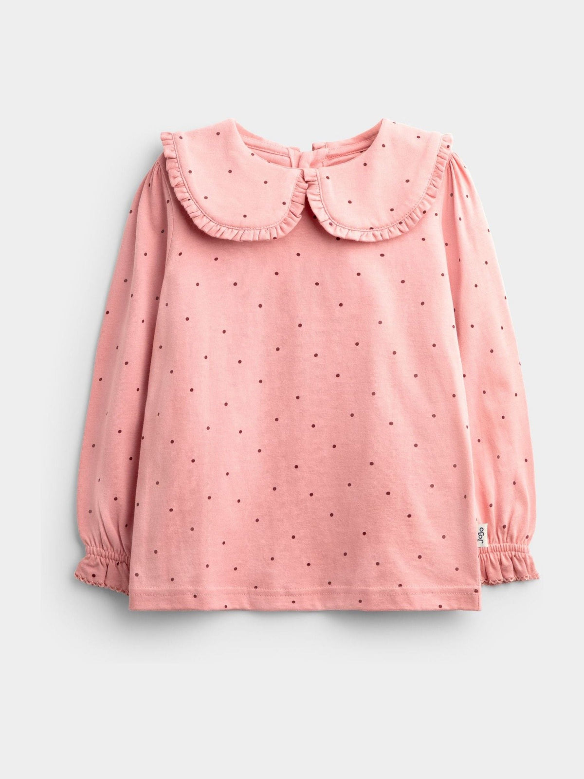 JoJo Maman Bébé Rose Pink Spot 2-Pack Long Sleeve Frill Collar Tops - image 3