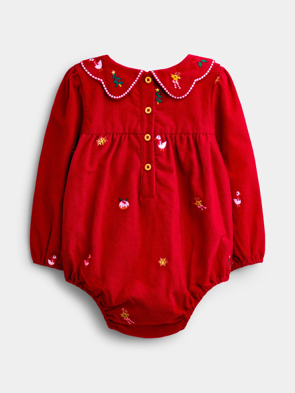 JoJo Maman Bébé Red Christmas Embroidered Bubble Romper & Tights Set - image 4