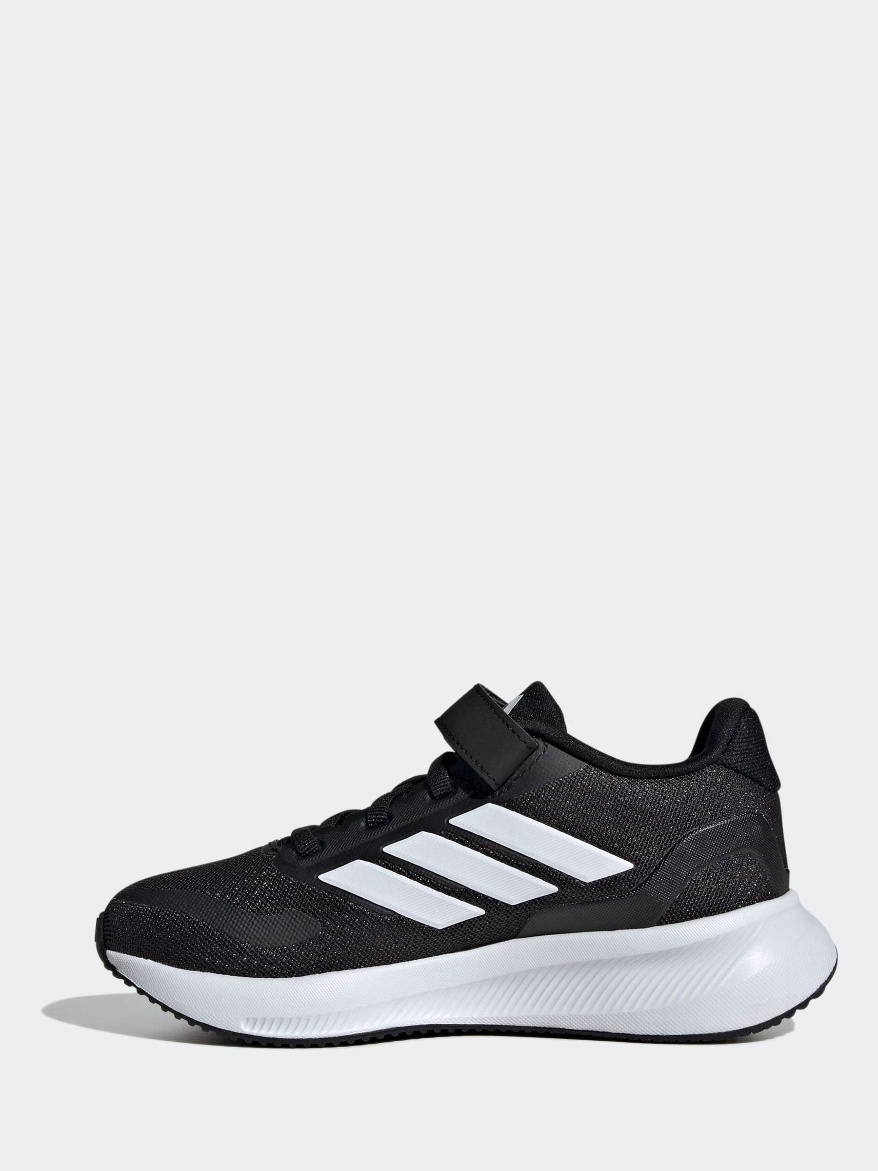 adidas Black/White Runfalcon 5 Elastic Lace Running Kids Trainers image 2