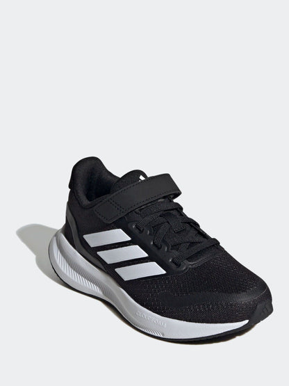 adidas Black/White Runfalcon 5 Elastic Lace Running Kids Trainers image 3