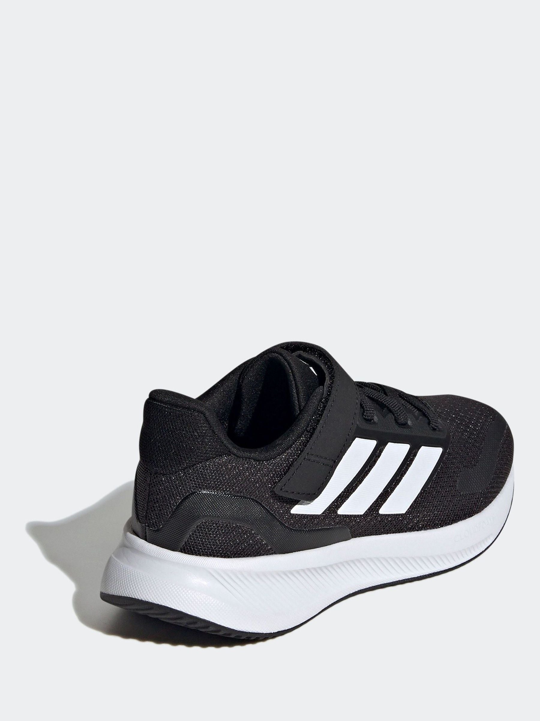 adidas Black/White Runfalcon 5 Elastic Lace Running Kids Trainers image 4