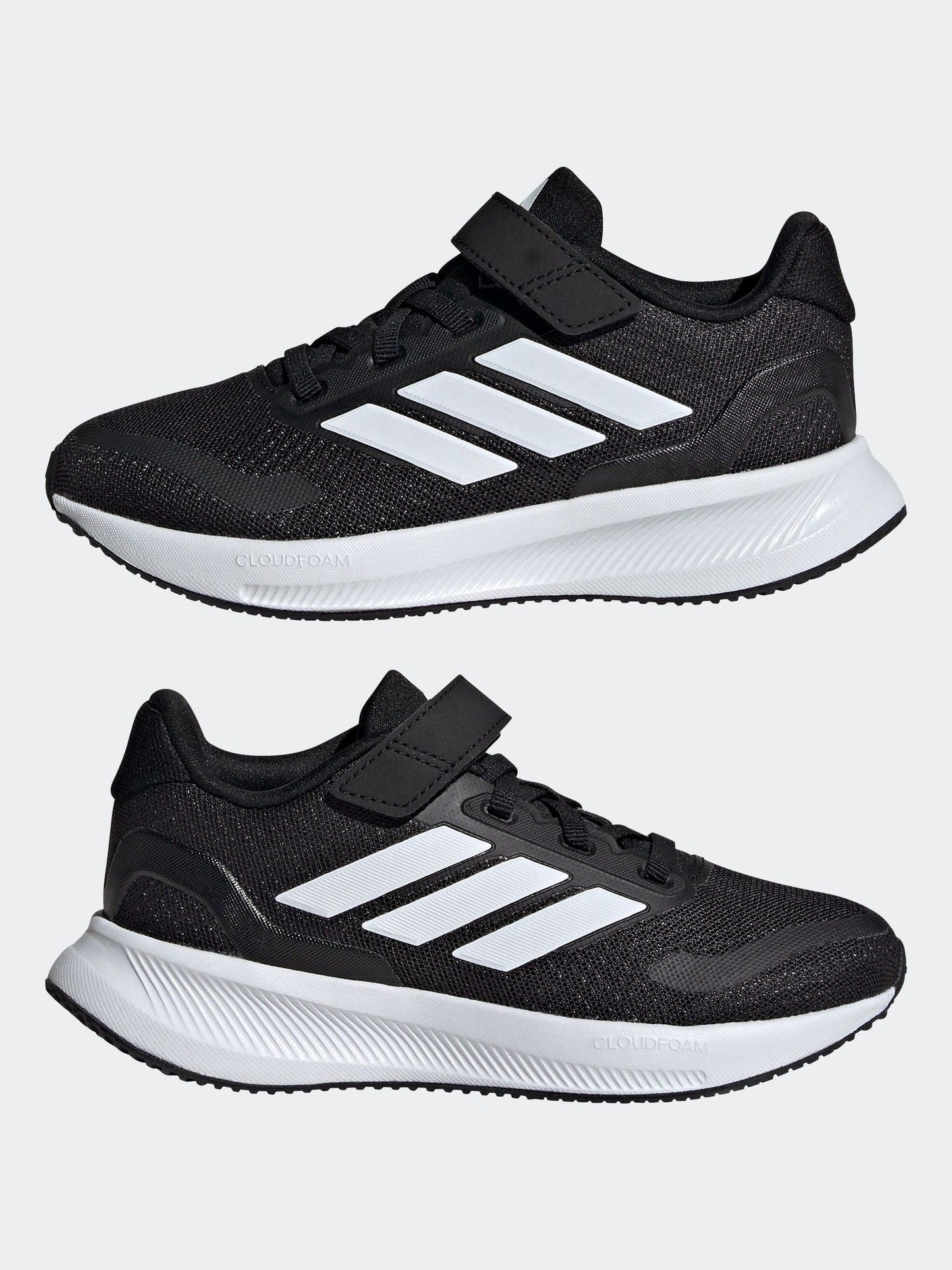 adidas Black/White Runfalcon 5 Elastic Lace Running Kids Trainers image 5